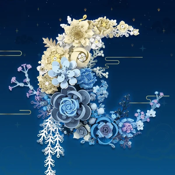 Moon Flower Building Blocks New Home Decor DIY Assembled Flower Bouquet Assembly Toy - Image 2