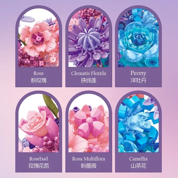 Moon Flower Building Blocks New Home Decor DIY Assembled Flower Bouquet Assembly Toy - Image 3